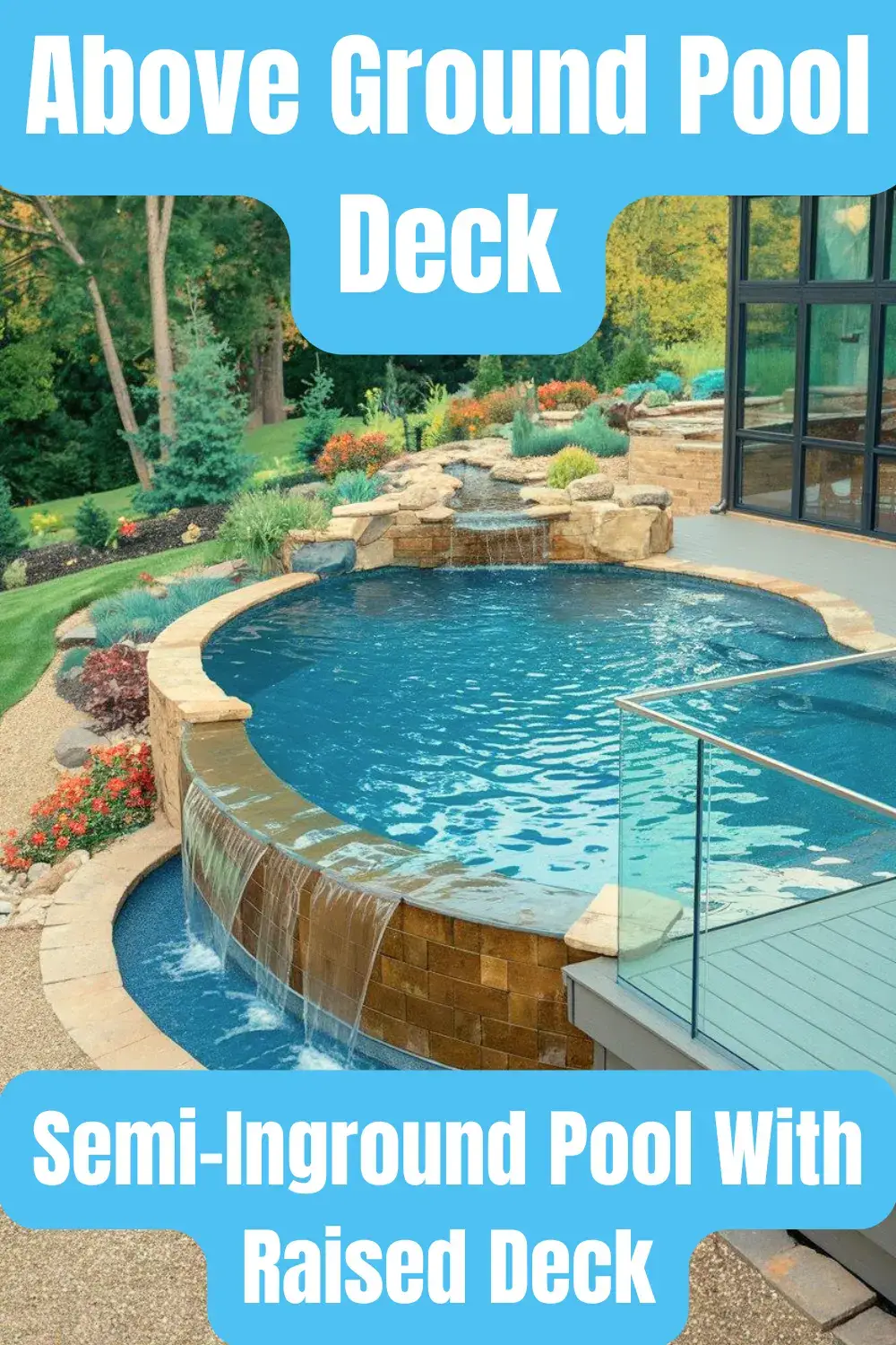 Above Ground Pool Deck Semi-Inground Pool With Raised Deck Above Ground Pool Deck Semi-Inground Pool With Raised Deck